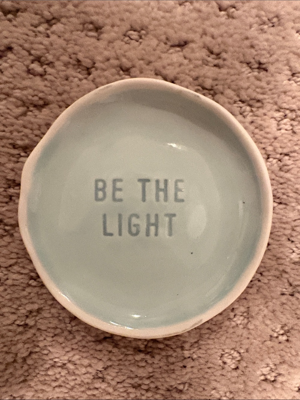 Fringe Studio Pale Blue "Be The Light" Ceramic Trinket Dish